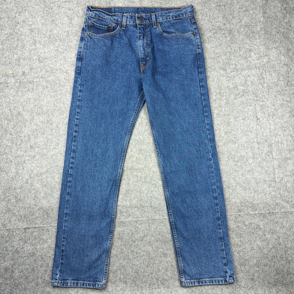 Levi's Jeans Mens 34x32 Blue 505 Regular Straight Leg Cotton Denim Medium Wash